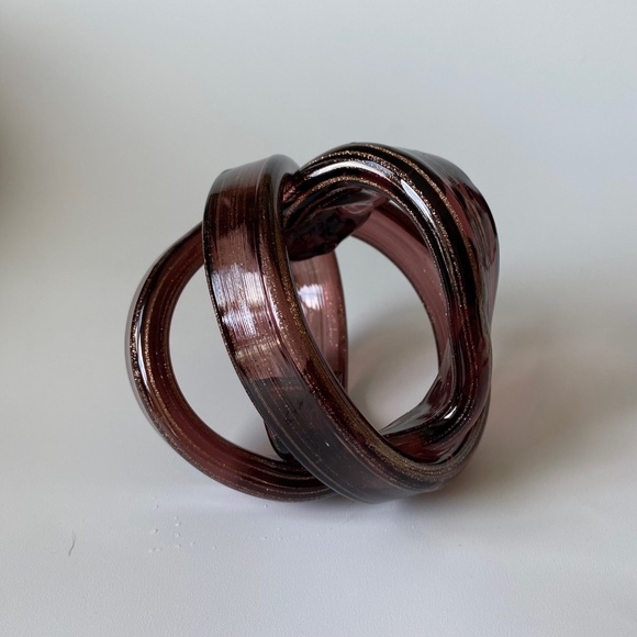 Knot Orb Art Glass Purple-Brown with Gold Stripes Vintage Collectible - Picture 4 of 8